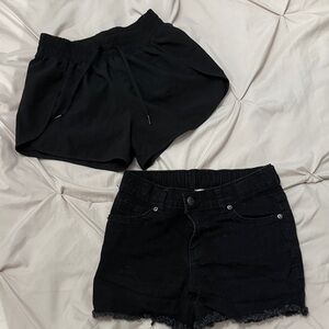 90 Degree Black Girls' Casual Drawstring & cat & jack Denim Shorts - 2 Pack